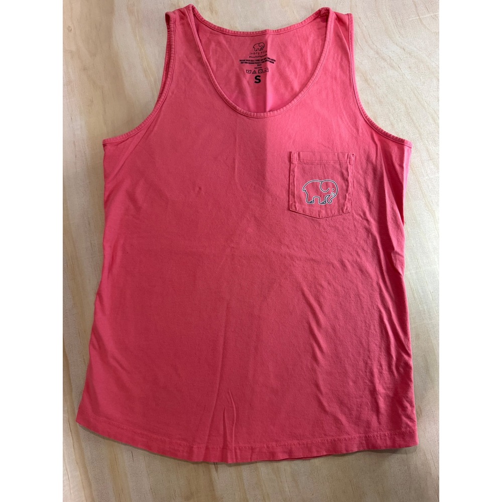 Ivory‎ Ella Pink Elephant Graphic Pocket Tank Top Small Preppy Cute Y2K beachy